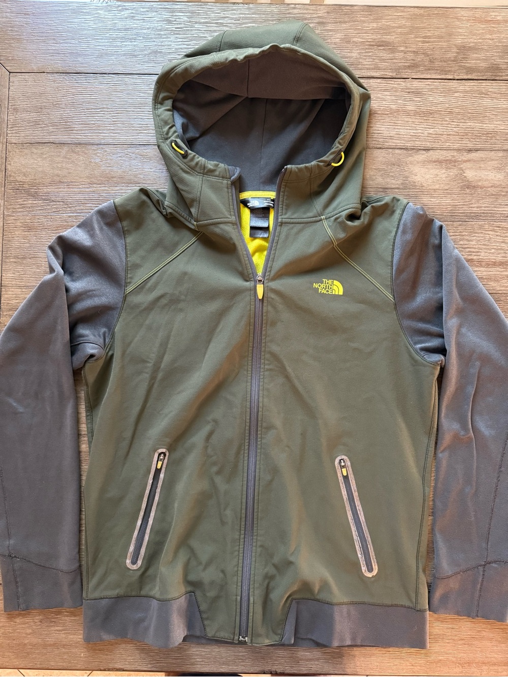 The North Face Olive Green & Gray Hooded Softshell